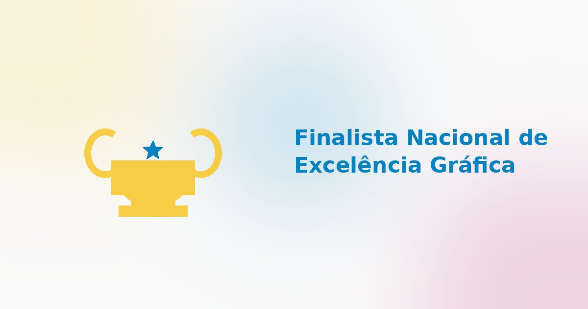 Ilustração de troféu representando a Mult Graf como finalista nacional do Prêmio de Excelência Gráfica